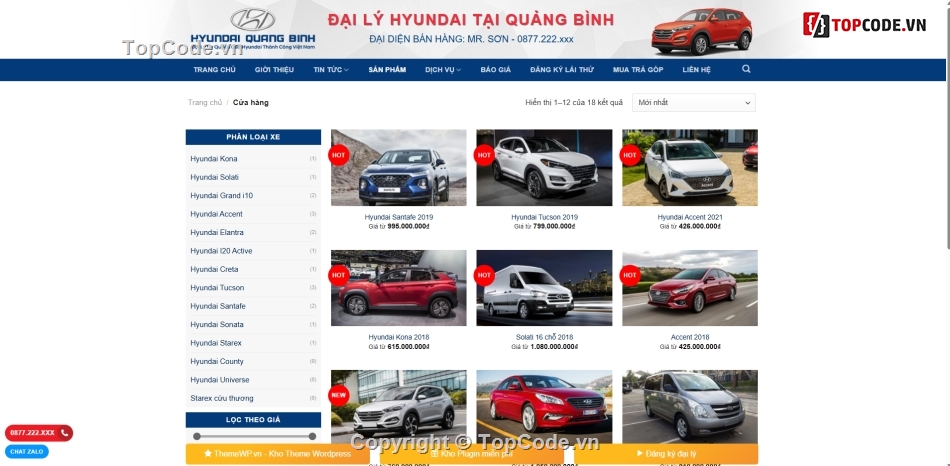 bán xe,Hyundai,share code,wordpress,theme